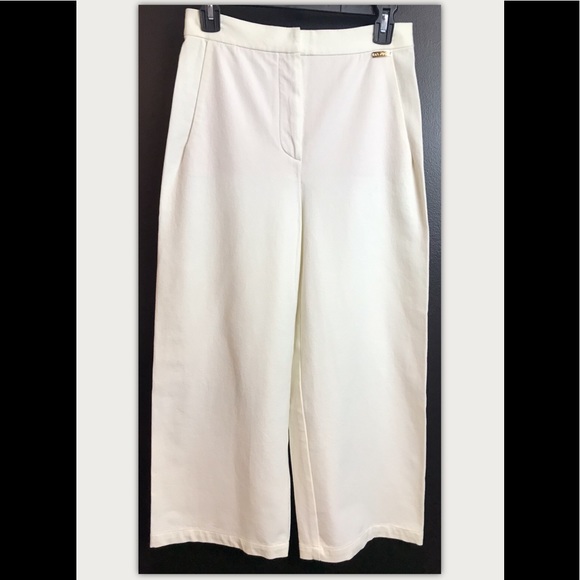 ST JOHN Pant Gaucho Wide Leg Knit Stretchy Cropped White Casual Sz 2 - Picture 2 of 7
